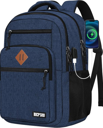 Classic Laptop Backpack for Men Women, School Backpack for Girls Boy Teens,15.6 Inch Laptop Bookbag with USB Charger for College High School Work Business Computer Book Bag,mochilas para hombres,Blue