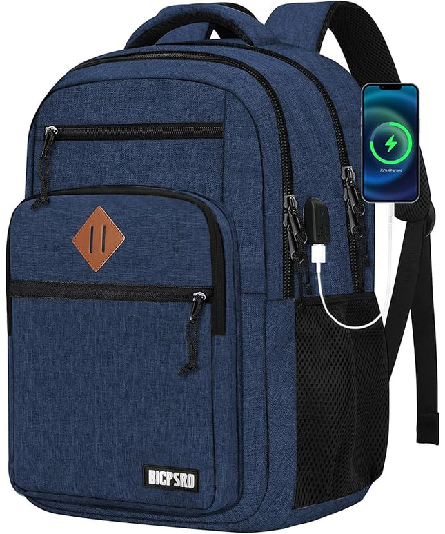 Classic Laptop Backpack for Men Women, School Backpack for Girls Boy Teens,15.6 Inch Laptop Bookbag with USB Charger for College High School Work Business Computer Book Bag,mochilas para hombres,Blue