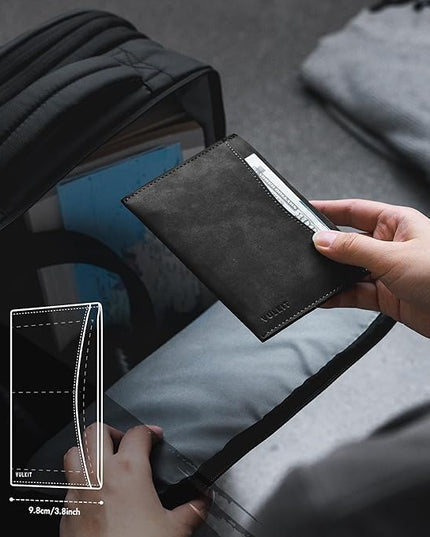VULKIT Passport Cover Ultra Slim Design Leather Passport Sleeve RFID Blocking with 2 Card Slots, Anti-Theft Travel Essentials