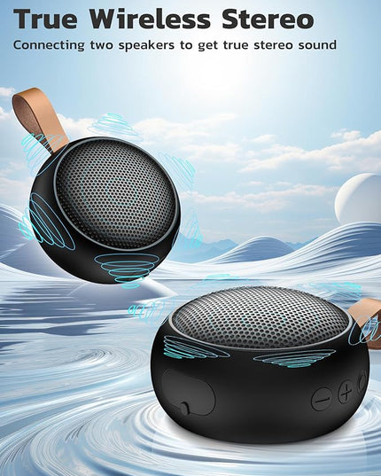 Bluetooth Speaker, IPX7 Waterproof Small Shower Speaker Wireless Bluetooth with Loud Sound, Support TF Care/Built-in Mic- for Carabiner, Beach, Camping, Hiking, Pool, Great Gift
