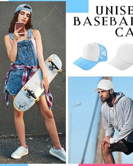 Hercicy 40 Pack Sublimation Blank Trucker Hat Bulk Baseball Cap Adjustable Mesh Unisex Polyester Hat Heat Transfer