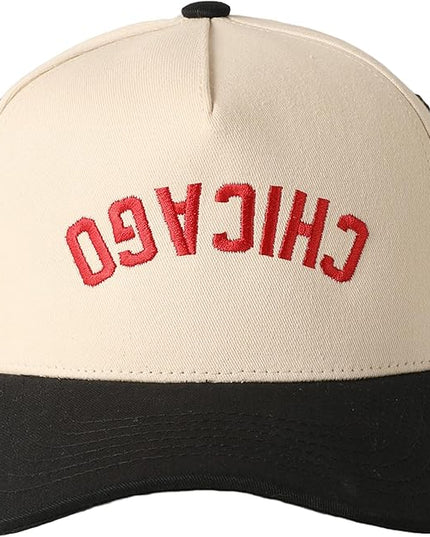 MIRMARU Two-Tone Vintage Canvas Trucker Hats for Men & Women, Adjustable Size Baseball Caps with Trendy Embroidered Design