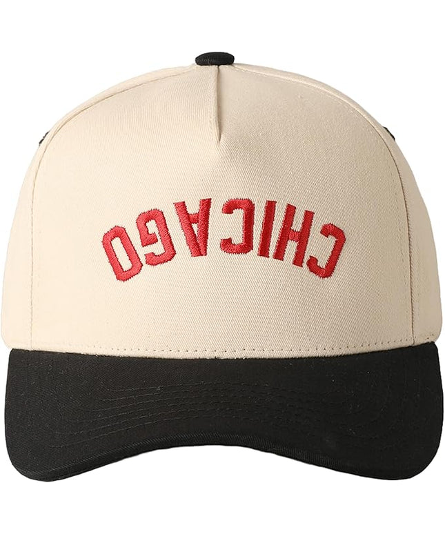 MIRMARU Two-Tone Vintage Canvas Trucker Hats for Men & Women, Adjustable Size Baseball Caps with Trendy Embroidered Design