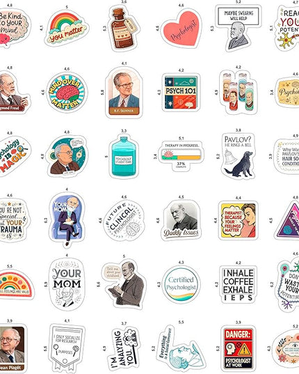 100Pcs Psychology Stickers for Laptop, for Water Botttle - Funny Psychologist Stickers for Therapist - Psychology Party Supplies - Gift for Women & Men
