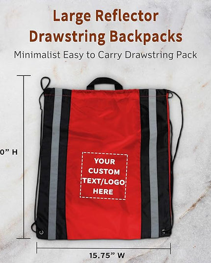 DISCOUNT PROMOS Custom Classic Polyester Drawstring Backpack Set of 10/50/100, Personalized Bulk Pack - Great for Travelling, Gym and for Everyday Use - Red
