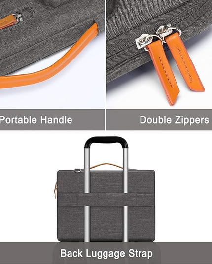 MOSISO 360 Protective Laptop Shoulder Bag,13-13.3 inch Computer Bag Compatible with MacBook, HP, Dell, Lenovo, Asus Notebook,Side Open Messenger Bag with 4 Zipper Pockets&Handle, Taupe Gray