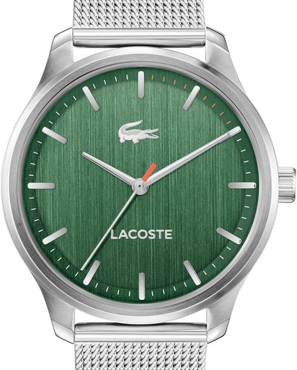Lacoste Lisbon Men’s Quartz Watch - Three-Hand Sunray Dial with Stick Indexes, Polished Case, Crocodile Logo - Modern, Classic Timepiece - Gift for Him 42mm