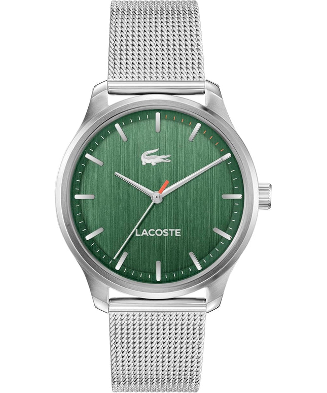 Lacoste Lisbon Men’s Quartz Watch - Three-Hand Sunray Dial with Stick Indexes, Polished Case, Crocodile Logo - Modern, Classic Timepiece - Gift for Him 42mm