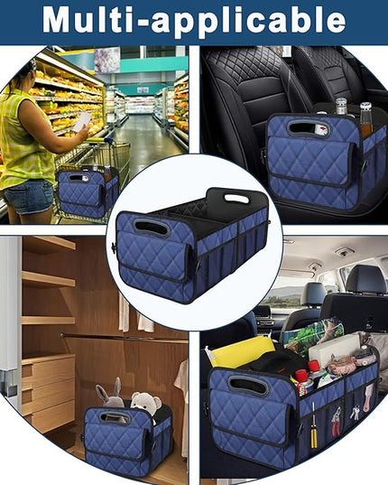 Deosk Car Trunk Organizer for SUV, Car Organizers and Storage with 6 Pocket, Car Accessories for Women/Men 50L Waterproof Polyester Trunk Organizer(Medium, Dark Blue)