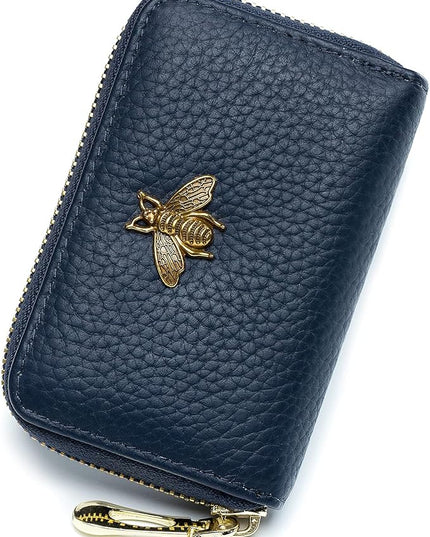imeetu RFID Credit Card Holder, Small Leather Zipper Card Case Wallet for Women