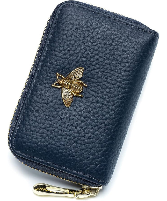 imeetu RFID Credit Card Holder, Small Leather Zipper Card Case Wallet for Women