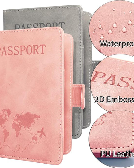 Passport Holder for Travel Essentials, 2 Pack Rfid Passport Cover for Women Men