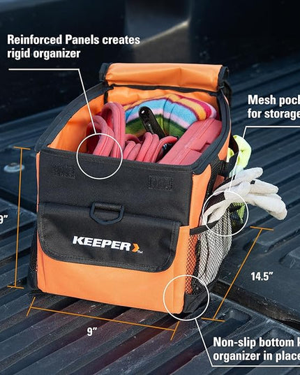 KEEPER Portable Trunk Organizer, 19L, Car Organizers and Storage, Non-Slip Bottom, Suitable for SUV, Minivan, and Cars