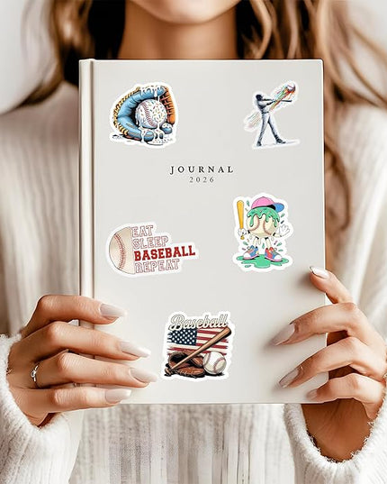 12PCS Baseball Stickers for Boys Kids, Baseball Stickers for Water Bottles Helmet, Baseball Vinyl Stickers Waterproof, Baseball Helmet Decal