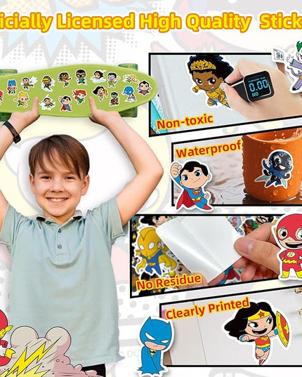Superhero Stickers for Water Bottles – 50PCS Cute Cartoon Stickers for Kids, Teens, Adults – Waterproof Vinyl Decal Sticker for Laptop, Scrapbook, Phone, Skateboard, Party Favors and Gifts
