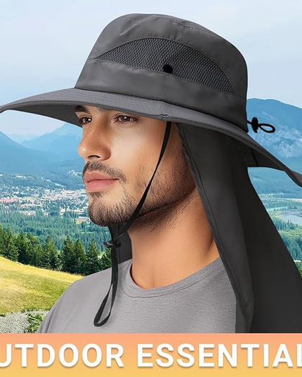 PFFY Sun Bucket Hats for Men Women 3” Wide Brim UPF 50+ Fishing & Beach Hat
