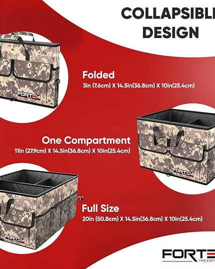 FORTEM Trunk Organizer For SUV Car Trunk Organizer, Foldable Storage, Car Accessories for Women Men, Collapsible Bag, Perfect Christmas Gifts, 600D Oxford, Non Slip Bottom, Straps, Soft Cover (65L)