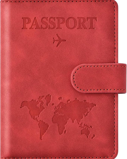 Eoehro Passport Holder for Travel Essentials, Passport Wallet Cover Case for Travel Must Haves Accessories,Passport Book Holders for Women and Men(red)