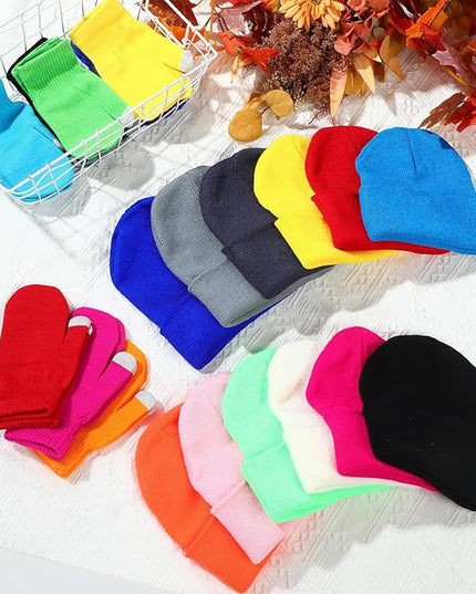 48 Pcs Bulk Winter Knit Beanies Gloves Men Women Warm Beanie Touchscreen Gloves Set Cozy Winter Accessories