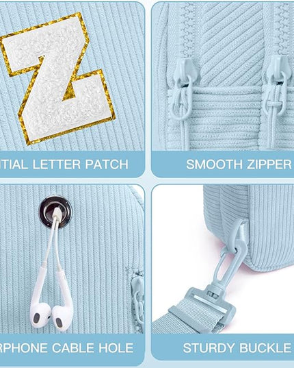 Viverte Small Corduroy Sling Bag Initial Crossbody Bag Fanny Pack for Girls Personalized Birthday Gifts for Teen Girls Gifts