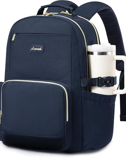 LOVEVOOK Laptop Backpack for Women with Pouch Pocket for Large Capacity Cup,15.6 Inch Laptop Computer Bag Travel Backpack Purse,Waterproof Work Business Backpack College Teacher Bags,Dark Blue