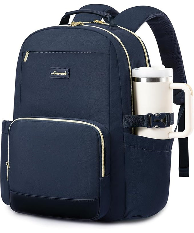 LOVEVOOK Laptop Backpack for Women with Pouch Pocket for Large Capacity Cup,15.6 Inch Laptop Computer Bag Travel Backpack Purse,Waterproof Work Business Backpack College Teacher Bags,Dark Blue