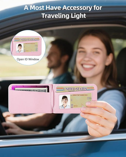 Phone Wallet Stick On, Upgraded Phone Wallet with Adjustable Stand, Open ID Window, 8-Card Holder, Stronger 3M Adhesive Credit Card Holder for Back of Phone Case, iPhone, Samsung and Android, Pink
