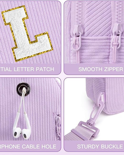 Viverte Small Corduroy Sling Bag Initial Crossbody Bag Fanny Pack for Girls Personalized Birthday Gifts for Teen Girls Gifts