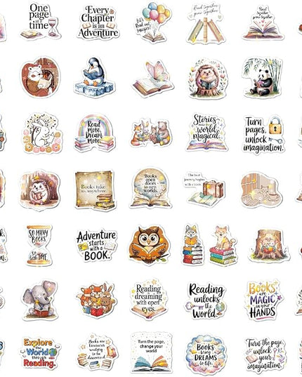 100pcs Reading Reward Stickers - Magical Holographic Books & Animals, Vinyl Waterproof Decals for Homework, Parents' Praise Notes