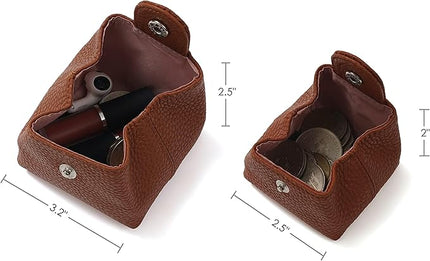 Cockatoo Genuine Leather Coin Pouch Change Holder, Mini Snap Pocket Wallet for Men Women (Black, Large)