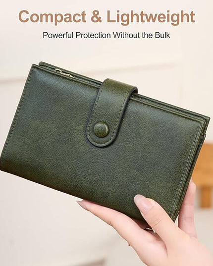BKNOOU Passport Holder Rfid Blocking Travel Passport Wallet for Women and Men, Compact Leather Travel Wallet Trifold Clutch Wallet, Passport Cover Holds Cards, Tickets, Cash and Pen