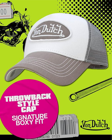 Von Dutch Unisex Trucker Hat - Curved Bill Mesh Back Retro Classic Adjustable Snapback Baseball Cap for Men and Women