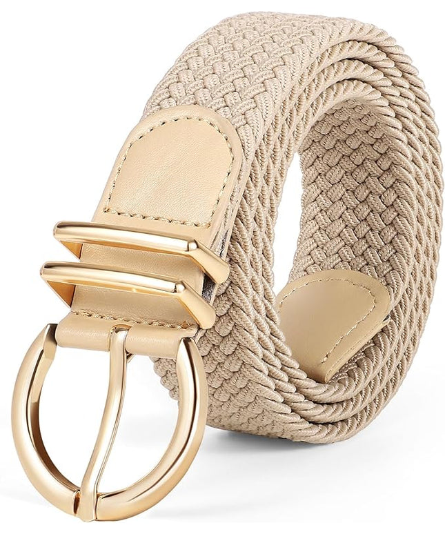 JASGOOD Women Men Braided Woven Elastic Stretch Belt Golf Canvas Casual Belt for Jeans Pants