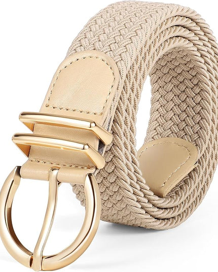 JASGOOD Women Men Braided Woven Elastic Stretch Belt Golf Canvas Casual Belt for Jeans Pants