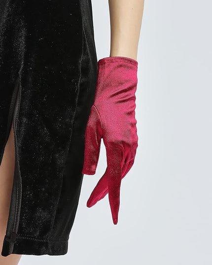 Sahabowi Satin Gloves Formal Bridal Banquet Party Wedding Opera Solid Colorful Mitten For Women