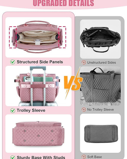 FIORETTO Teacher Tote Bag for Women with Laptop Compartment, Large Cup Holder, Zip Closure, Ideal for Work, Bible, Nurse