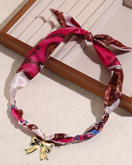 HETICA Scarf Necklace for Women Silk Western Charm Necklaces Fashion Accessory Jewelry Gift