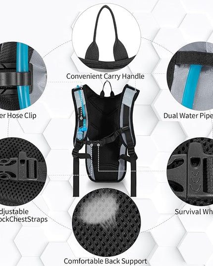 Hydration Backpack with Leak Proof Water Bladder, Lightweight Hydro Water Daypack for Rave, Cycling, Running, Hiking, Climbing