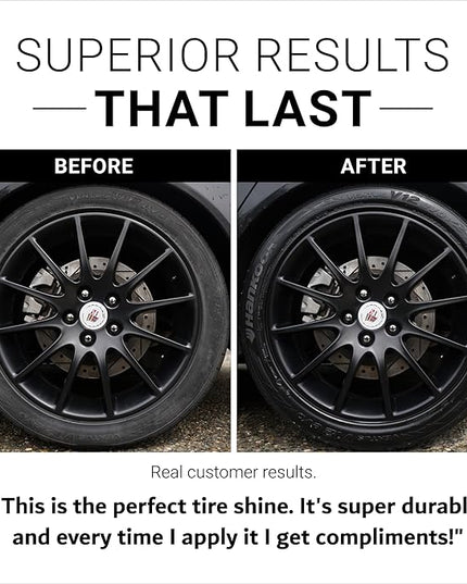 CAR GUYS Tire Shine Spray | The Perfect Shine | Durable and User Friendly Tire Dressing | Long Lasting UV Protection for Black Tires, Wheels, & Rubber | 18 Oz Kit with Applicator Pad
