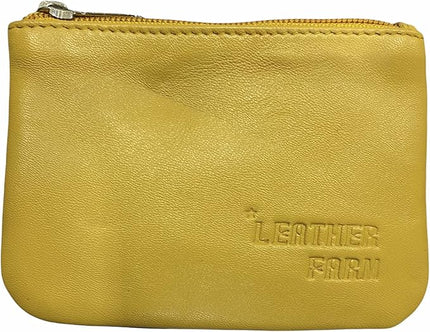 LEATHER FARM's lambskin leather coin pouch/coin purse for both mens and womens. (YELLOW)