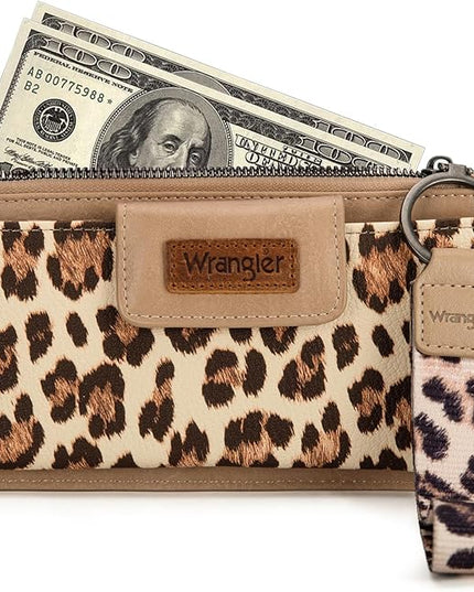 Montana West X Wrangler Wallet for Women Ladies Female Card Cases & Money Organizers Wristlet with Wallet Large Clutch with Coin Purse Smooth Zipper and Rfid Lining
