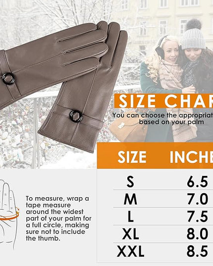 Dsane Womens Winter Leather Gloves Touchscreen Texting Warm Driving Lambskin Gloves for Christmas Gifts