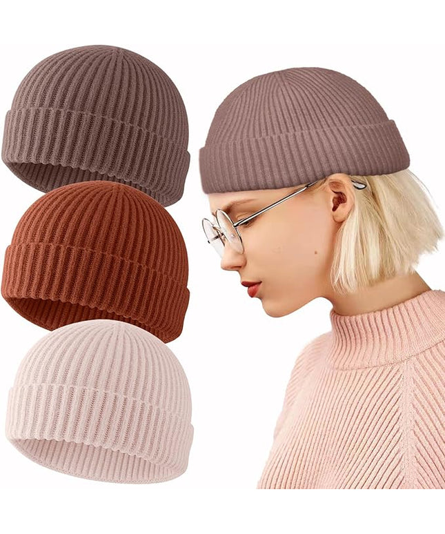 ROYBENS Swag Wool Knit Cuff Short Fisherman Beanie for Men Women, Winter Warm Hats