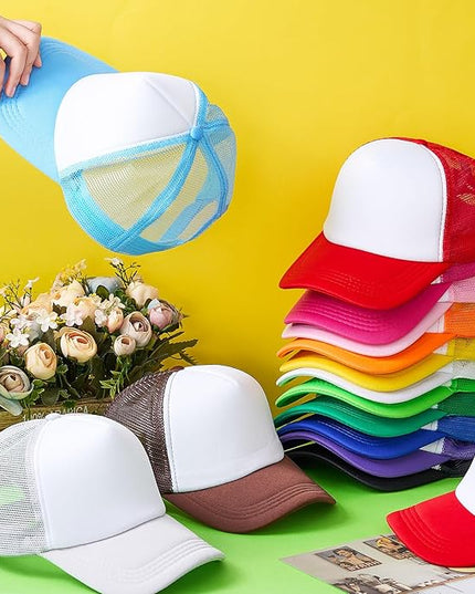 Hercicy 40 Pack Sublimation Blank Trucker Hat Bulk Baseball Cap Adjustable Mesh Unisex Polyester Hat Heat Transfer