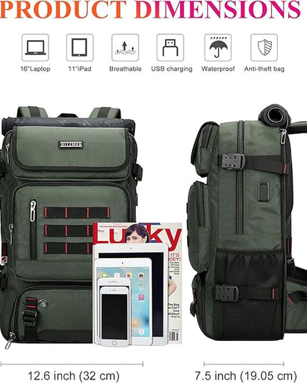 WITZMAN Carry on Travel Backpack for Men Women Airline Approved Convertible Nylon Duffle Backpack Luggage Bag (B682 Army Green)