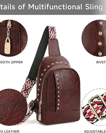 FALAN MULE Crossbody Bags for Women Trendy Leather Sling Chest Bag Fanny Packs for Women
