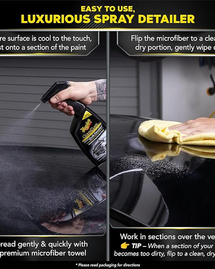 Meguiar's Gold Class High Gloss Premium Quik Detailer, High Lubricity Automotive Quick Detailer Spray that Preserves Wax and Leaves a Deep Dark Shine, 24 Oz Spray Bottle
