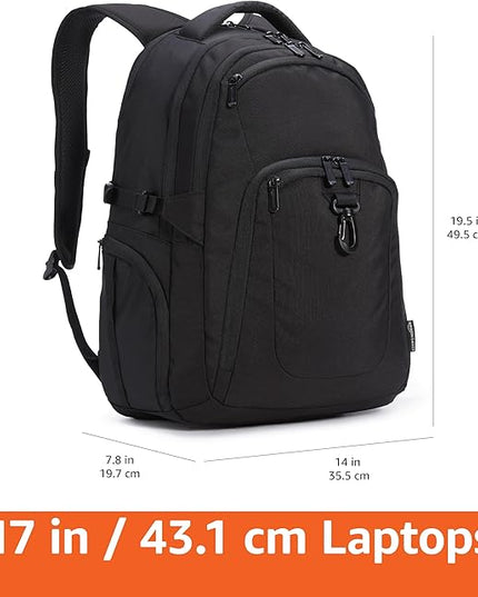 Amazon Basics Travel Laptop Backpack for 17 in / 43.1 cm Laptop, Black