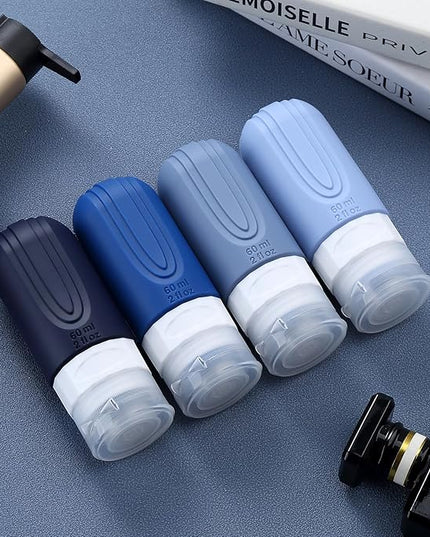 Travel Bottles for Toiletries, Tsa Approved 2oz Travel size Bottles, BPA Free Leak Proof Travels Toiletry Containers, Traveler Accessories with Toiletry Bag for Shampoo Liquid (4 Pack)