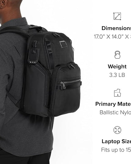 TUMI - Alpha Bravo Search Backpack - Laptop Backpack for Men & Women - Backpack for Work & Travel - 17.0" X 14.0" X 8.3" - Black Leather